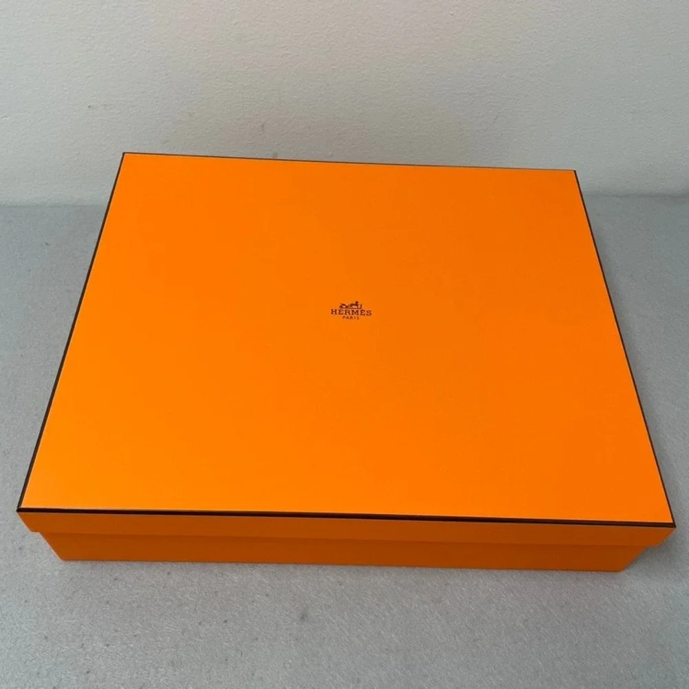 Hermes Empty Storage Box Orange Magnetic Ribbon Tissue Paper 17.75x14.75x4